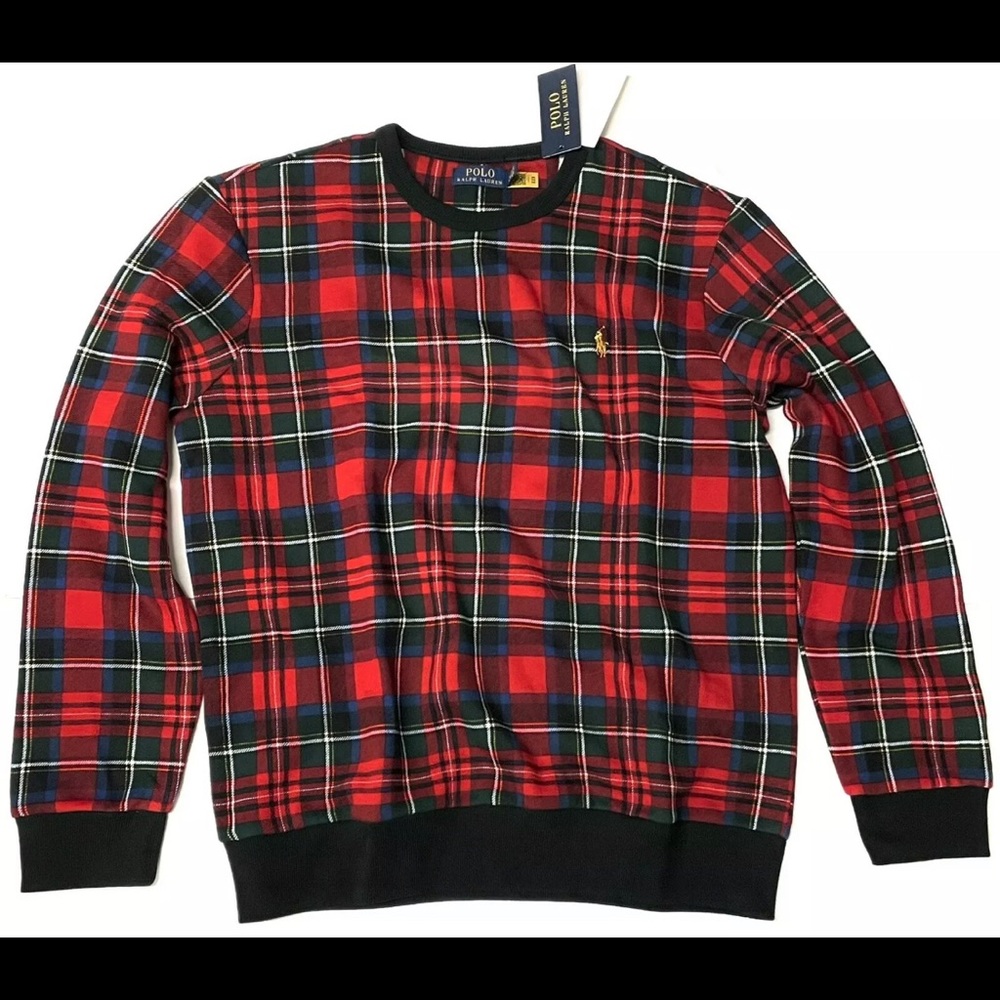 Polo Ralph Lauren Men's Red Green Blue Plaid Sweater XMas Tartan